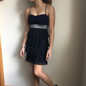 Ruffled navy dress